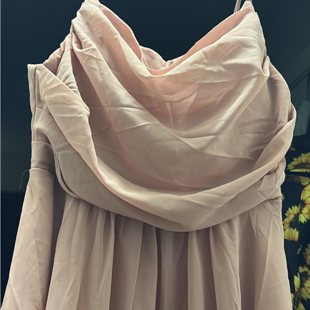 Amazon Women's Dusky Pink Chiffon Cowl Neck Dress